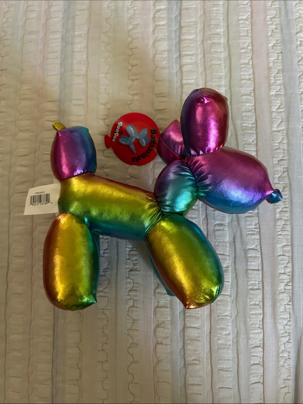Rainbow Metallic Balloon Dog Plush - Iridescent Multi